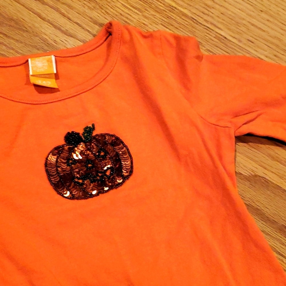 Orange Sequence Pumpkin Long Sleeve T Shirt